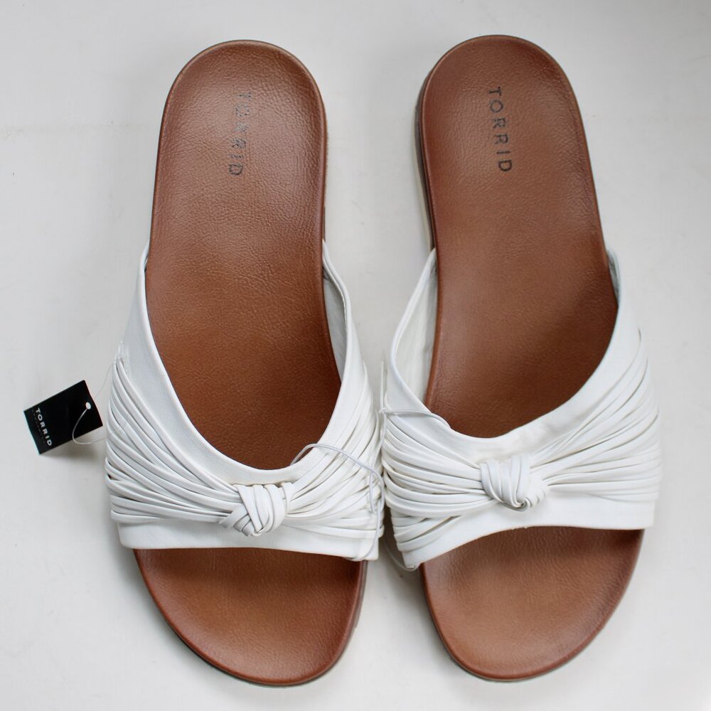 Torrid Women's White Twist Knot Slide Comfort Sandals (WW) Size 13 NWT
